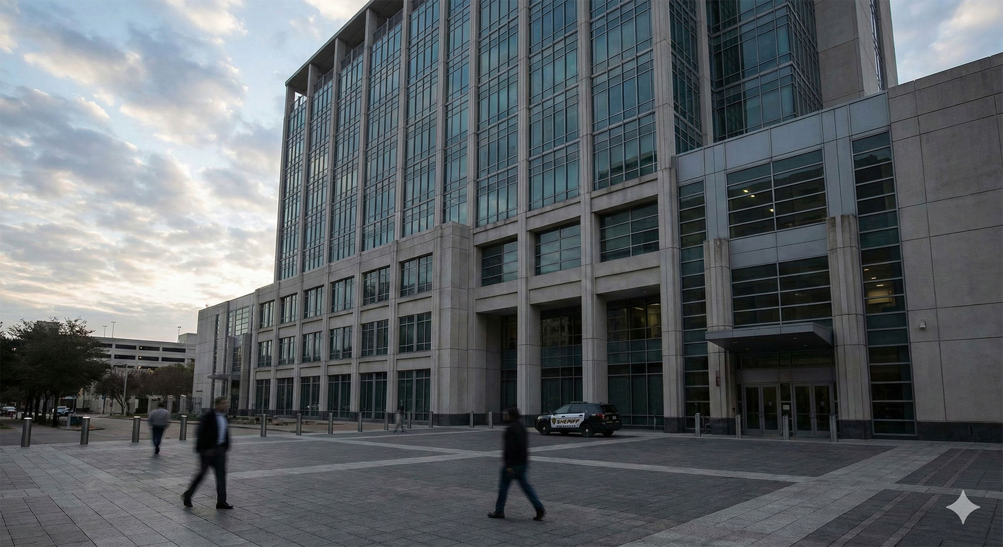 AI generated image of Houston courthouse