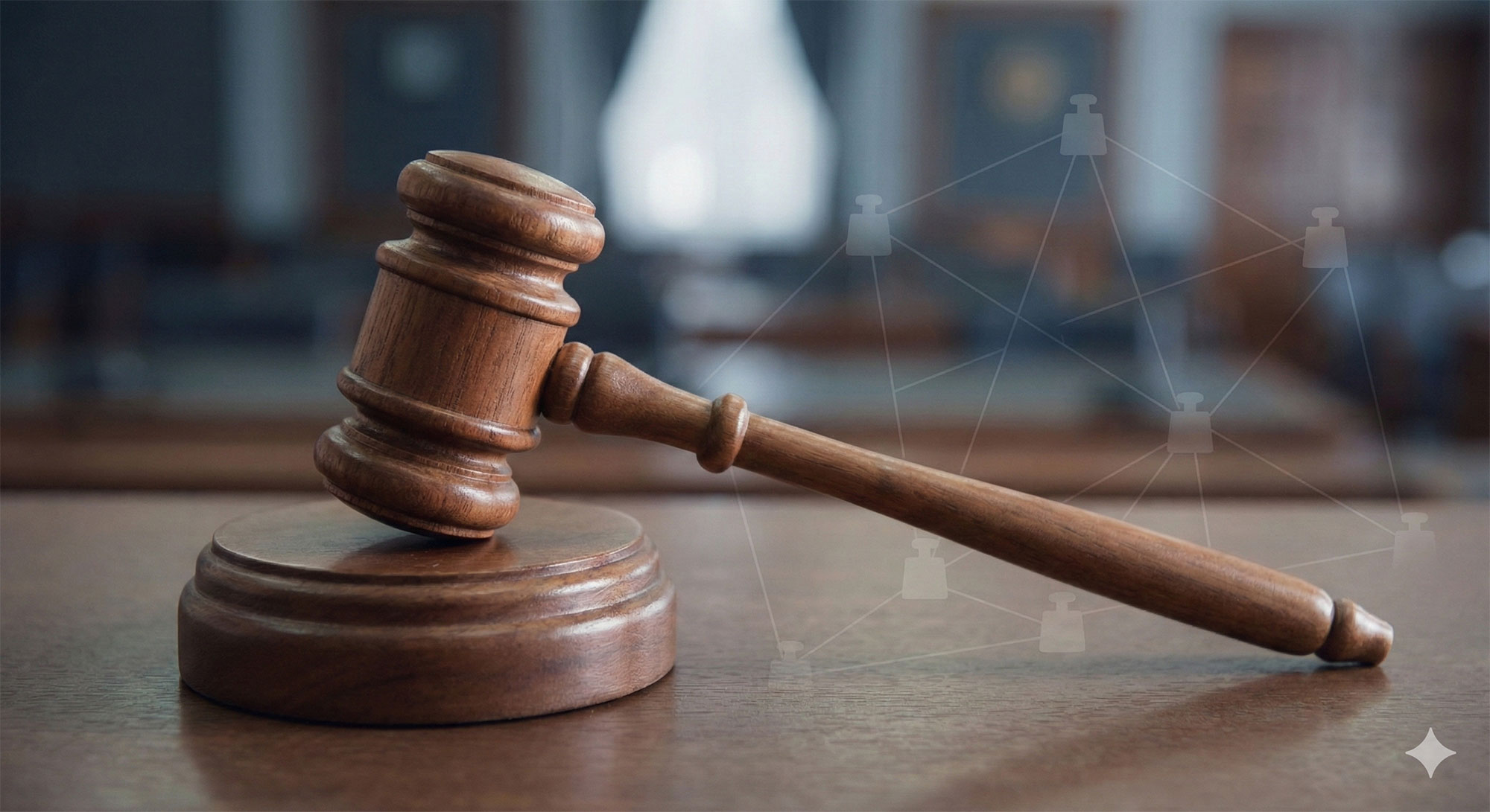 gemini generated image of a law gavel with superimposed pin path