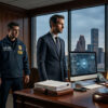 Gemini AI generated image depicting person getting arrested by FBI for federal crimes