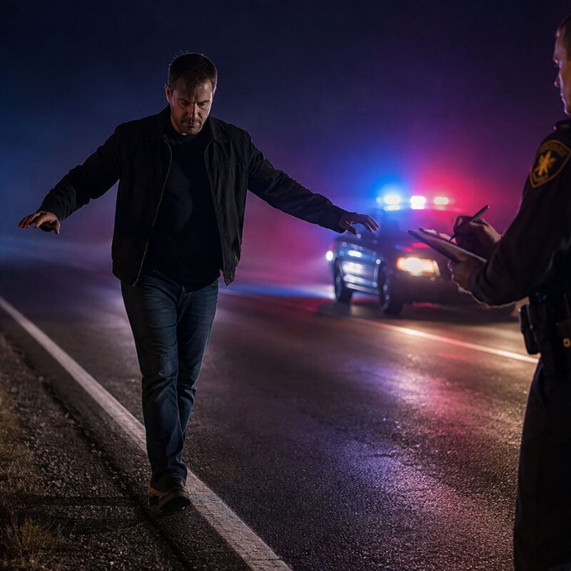 man taking a sobriety test by the police - AI generated