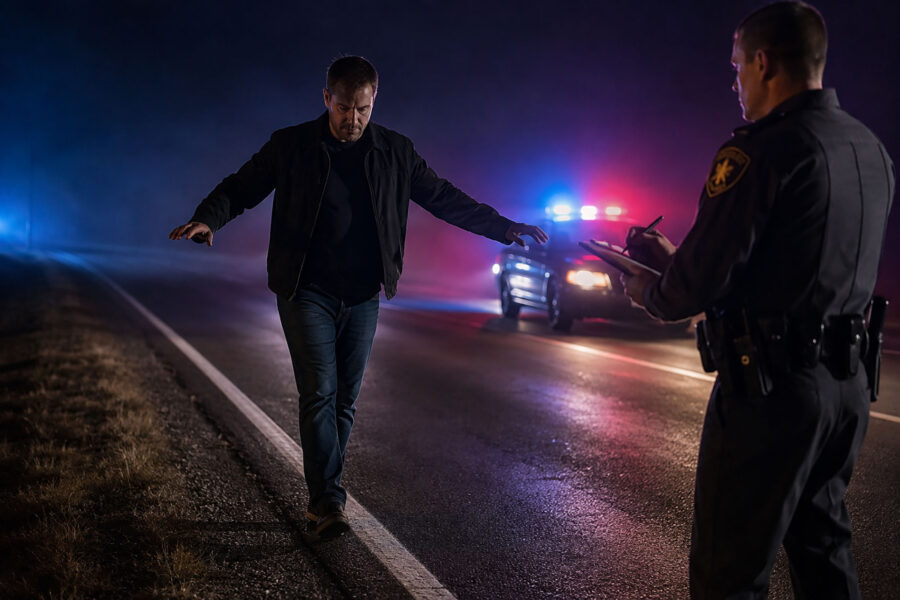 man taking a sobriety test by the police - AI generated